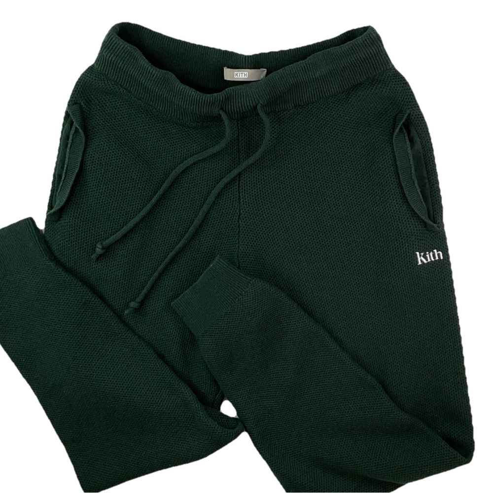 Kith Womens Beverly Knit Joggers Sz M Green Wool Blend Sweatpants Pockets